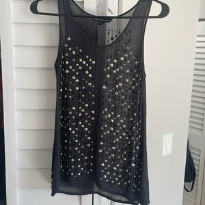 French connection beaded black dress tank top Sz 4